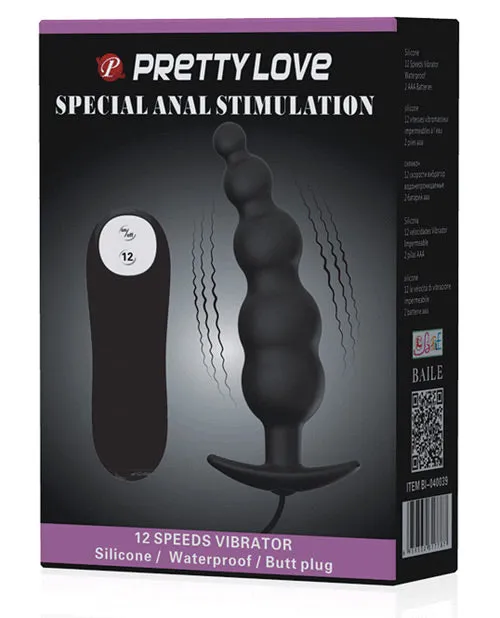 Anal Pretty Love Pretty Love Vibrating Bead Shaped Butt Plug Black