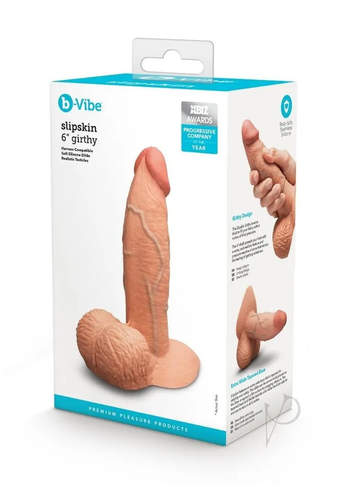 B Vibe Dildos BVibe Slipskin Realistic Silicone Girthy Dildo 6in Caramel B Vibe Dildos BVibe Slipskin Realistic Silicone Girthy Dildo 6in Caramel