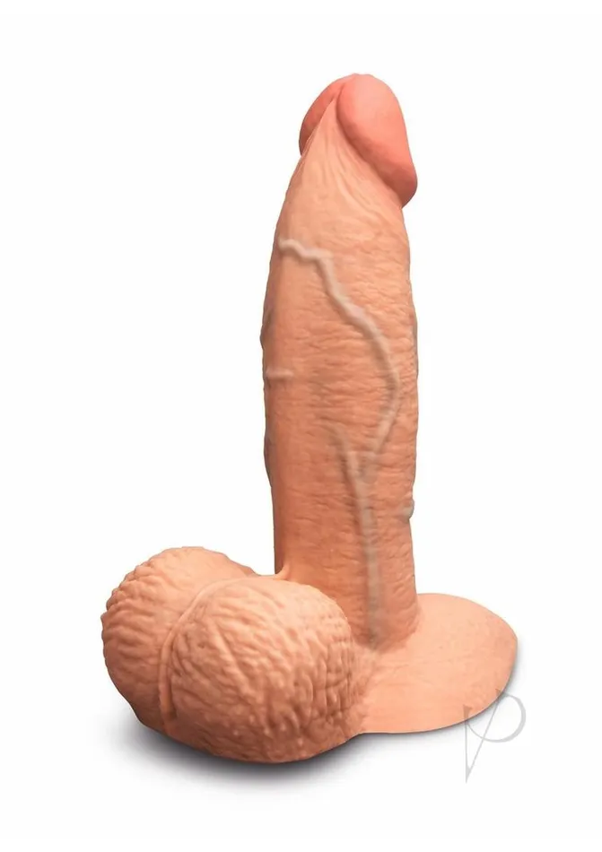 B Vibe Dildos BVibe Slipskin Realistic Silicone Girthy Dildo 6in Caramel
