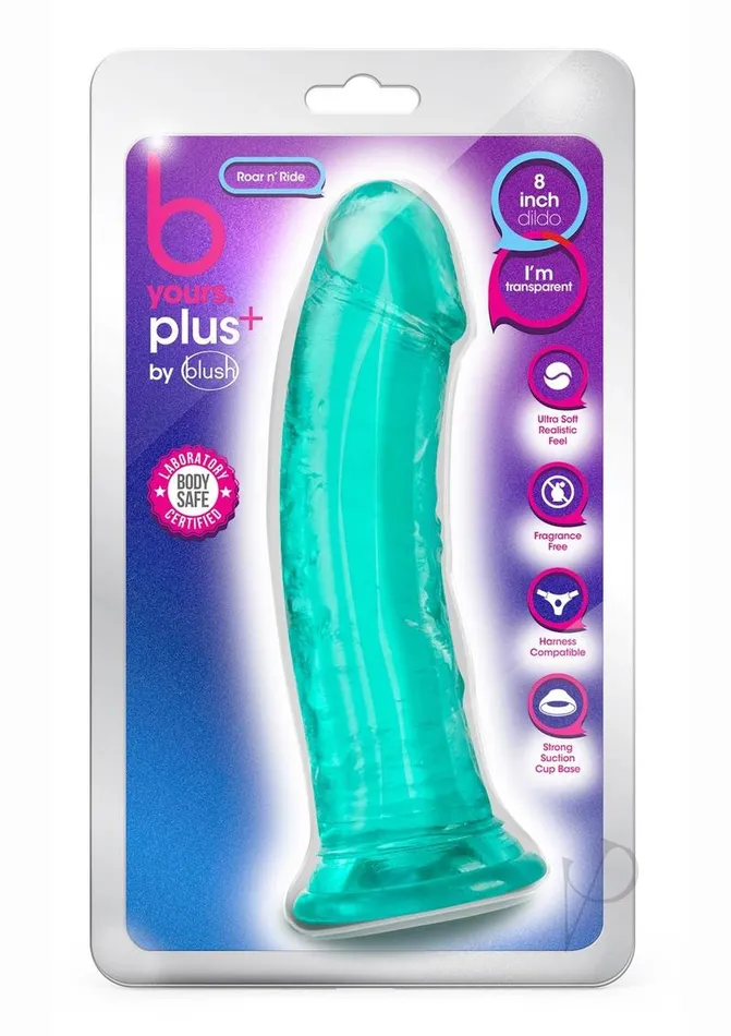 B Yours Female Sex Toys B Yours Plus Roar n Ride Realistic Dildo 8in Teal