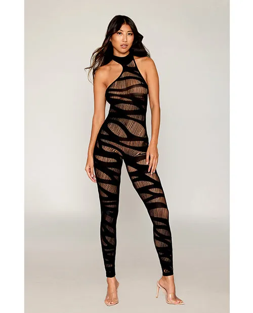 Black Diamond Bodystockings Playsuits Asymmetrical Knitted Bodystocking wSlash Design Black OS Black Diamond Bodystockings Playsuits Asymmetrical Knitted Bodystocking wSlash Design Black OS