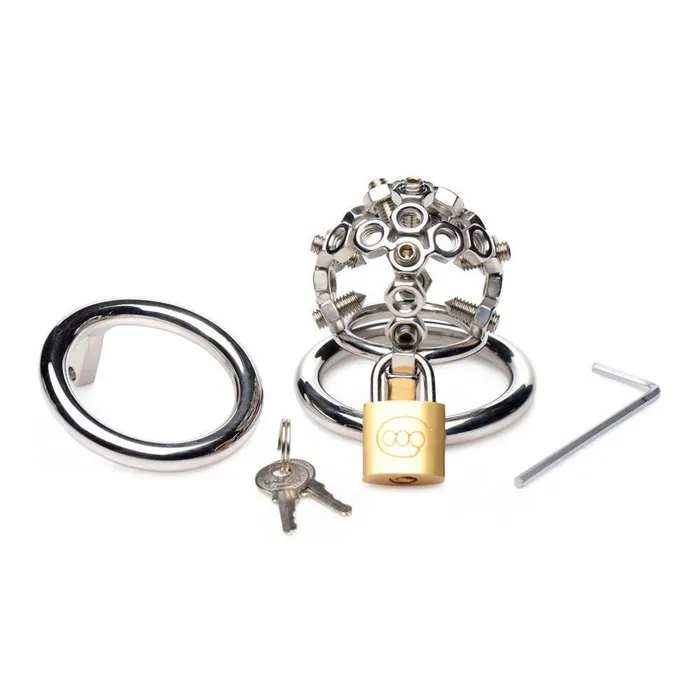 Bolted Chastity Cage with Spikes Master Series Male Sex Toys