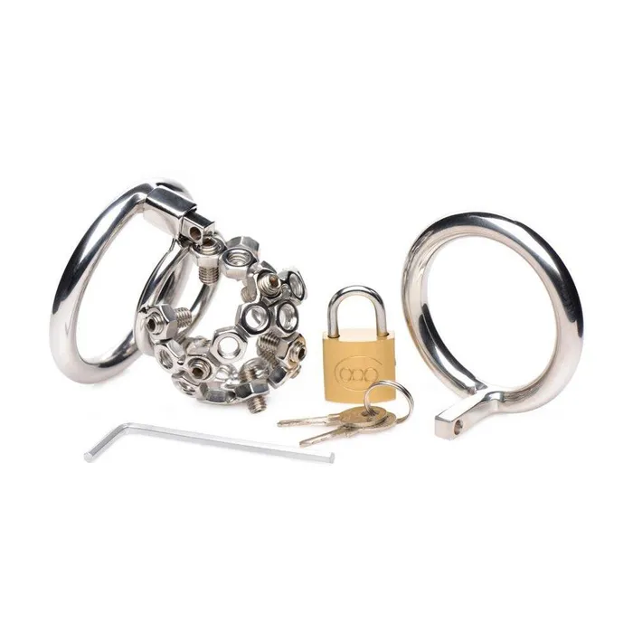 Bolted Chastity Cage with Spikes Master Series Male Sex Toys