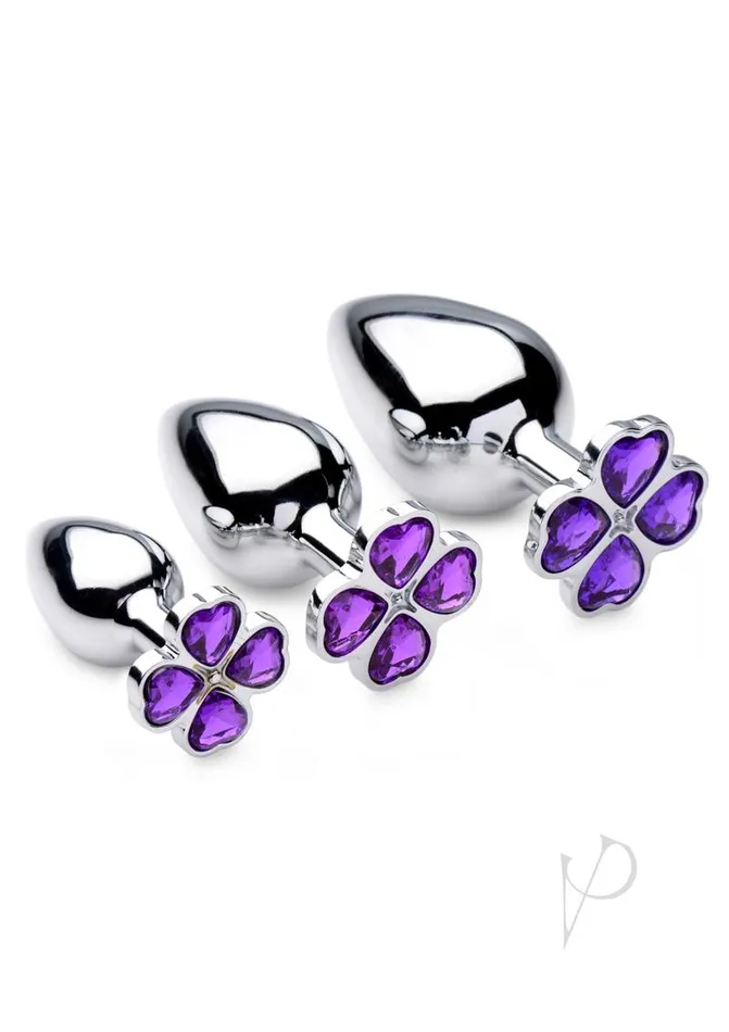 Booty Sparks Anal Booty Sparks Violet Flower Gem Anal Plug Set Silver