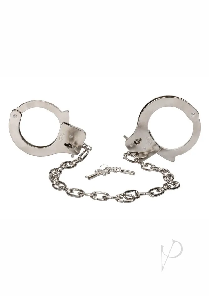 Cal Exotics Female Sex Toys Chrome Hand Cuffs with Chain Silver Cal Exotics Female Sex Toys Chrome Hand Cuffs with Chain Silver