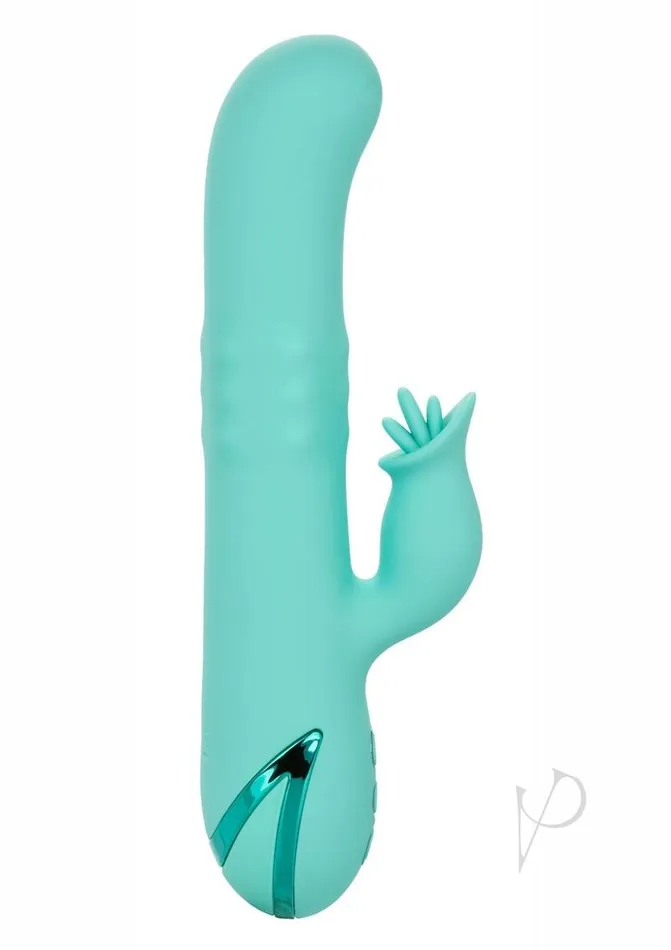 California Dreaming Bel Air Bombshell Rechargeable Silicone Vibrator with Clitoral Stimulator Blue California Dreaming Female Sex Toys