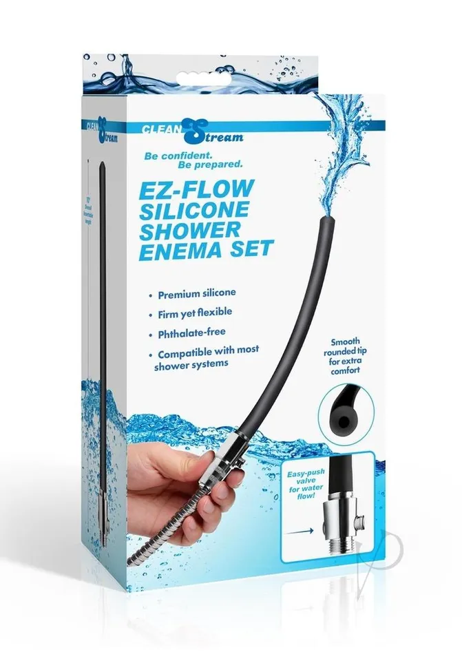 Cleanstream Anal EZFlow Silicone Shower Enema Set BlackSilver