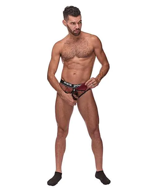 Cock Pit Fishnet Cock Ring Thong Red LXL Male Power Male Sex Toys