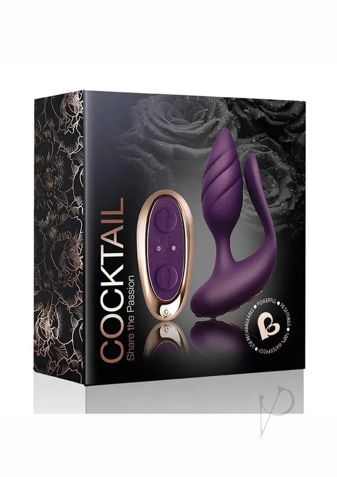 Cocktail Rechargeable Silicone Couples Vibrator with Remote Control PurpleRose Gold Rocks Off Female Sex Toys Cocktail Rechargeable Silicone Couples Vibrator with Remote Control PurpleRose Gold Rocks Off Female Sex Toys
