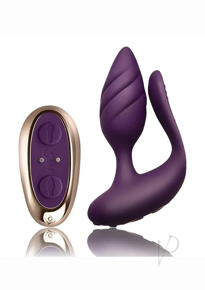 Cocktail Rechargeable Silicone Couples Vibrator with Remote Control PurpleRose Gold Rocks Off Female Sex Toys