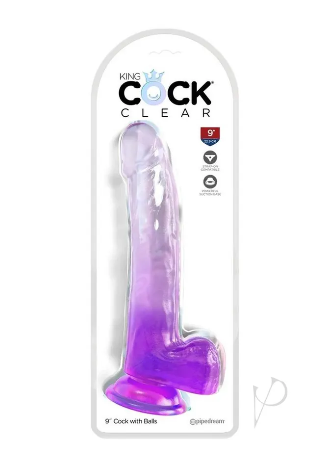 Dildos King Cock King Cock Clear Dildo with Balls 9in Purple