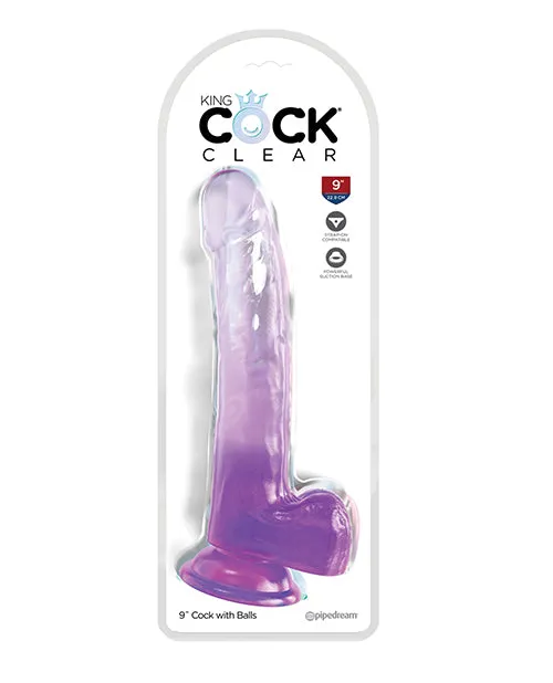 Dildos King Cock King Cock Clear Dildo with Balls 9in Purple