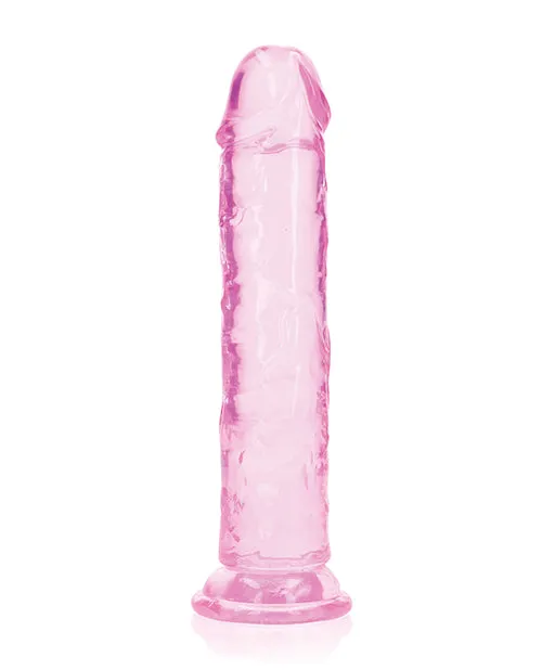 Dildos RealRock Crystal Clear Straight Dildo 8in Pink Real Rock Dildos RealRock Crystal Clear Straight Dildo 8in Pink Real Rock
