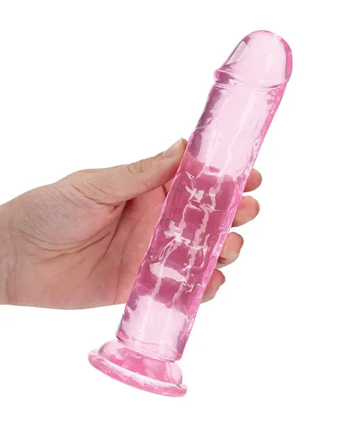 Dildos RealRock Crystal Clear Straight Dildo 8in Pink Real Rock Dildos RealRock Crystal Clear Straight Dildo 8in Pink Real Rock