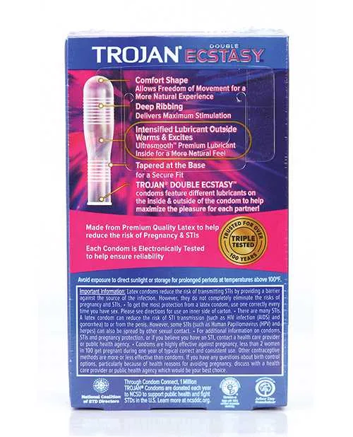 Dildos Trojan Double Ecstasy Condoms Box of 10 Trojan Dildos Trojan Double Ecstasy Condoms Box of 10 Trojan