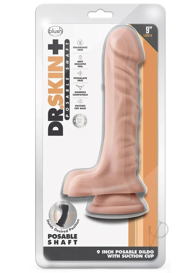 Dr Skin Female Sex Toys Dr Skin Plus Gold Collection Posable Dildo with Balls 9in Vanilla Dr Skin Female Sex Toys Dr Skin Plus Gold Collection Posable Dildo with Balls 9in Vanilla
