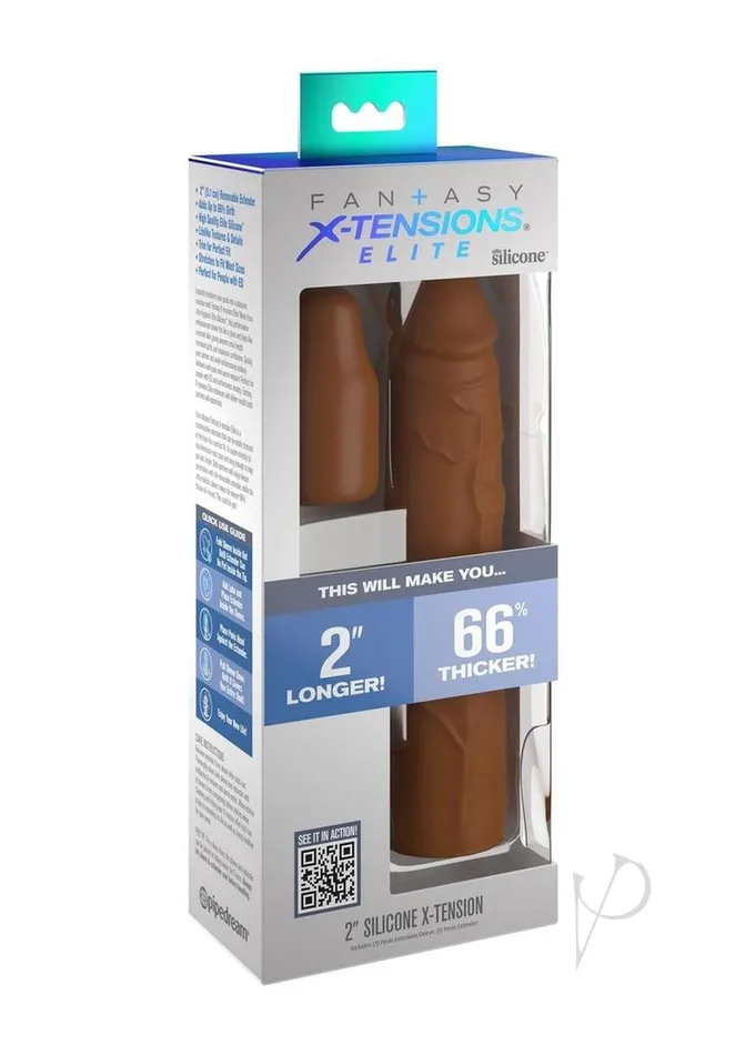 Fantasy XTensions Elite Silicone 8in Sleeve with 2in Plug Caramel Fantasy X Tensions Male Sex Toys Fantasy XTensions Elite Silicone 8in Sleeve with 2in Plug Caramel Fantasy X Tensions Male Sex Toys