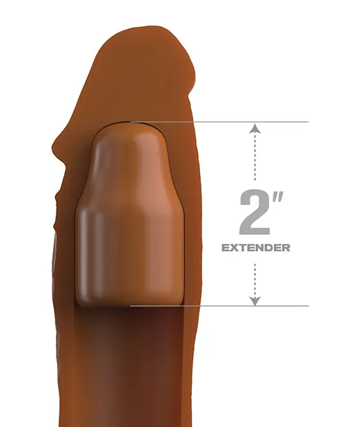 Fantasy XTensions Elite Silicone 8in Sleeve with 2in Plug Caramel Fantasy X Tensions Male Sex Toys