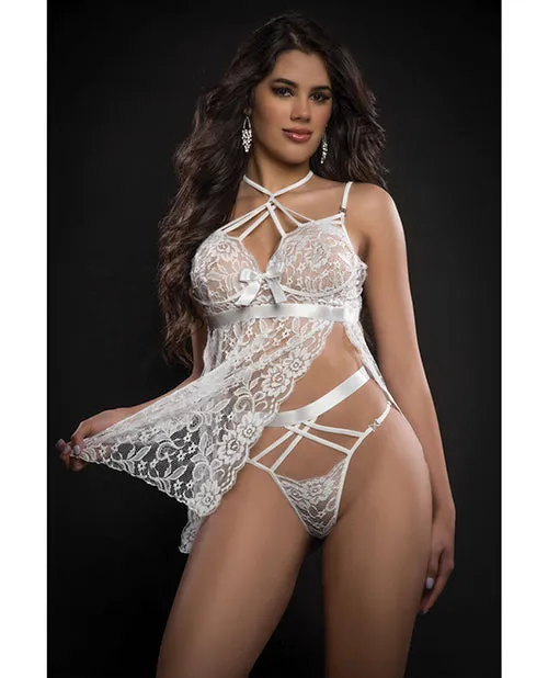 Female Sex Toys Black Out By Gworld Lace Halter Babydoll wHigh Waist Strappy Panty White OS Female Sex Toys Black Out By Gworld Lace Halter Babydoll wHigh Waist Strappy Panty White OS