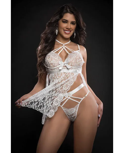 Female Sex Toys Black Out By Gworld Lace Halter Babydoll wHigh Waist Strappy Panty White OS Female Sex Toys Black Out By Gworld Lace Halter Babydoll wHigh Waist Strappy Panty White OS