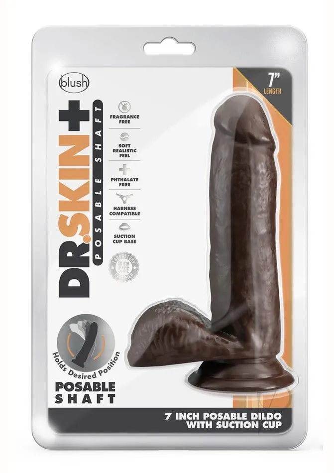 Female Sex Toys Dr Skin Dr Skin Plus Gold Collection Posable Dildo with Balls and Suction Cup 7in Chocolate Female Sex Toys Dr Skin Dr Skin Plus Gold Collection Posable Dildo with Balls and Suction Cup 7in Chocolate