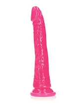 Female Sex Toys Real Rock RealRock Slim Glow in the Dark Dildo with Suction Cup 7in Pink