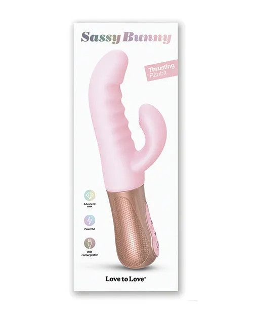 Female Sex Toys Sassy Bunny Dual Motor Rechargeable Silicone Thrusting Rabbit Vibrator Baby Pink Love To Love