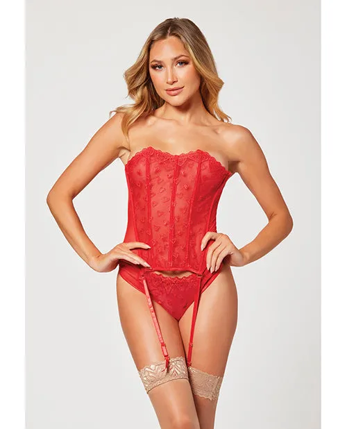 Female Sex Toys Seven Til Midnight Valentines Heart Embroidered Mesh Bustier Panty Red XL Female Sex Toys Seven Til Midnight Valentines Heart Embroidered Mesh Bustier Panty Red XL