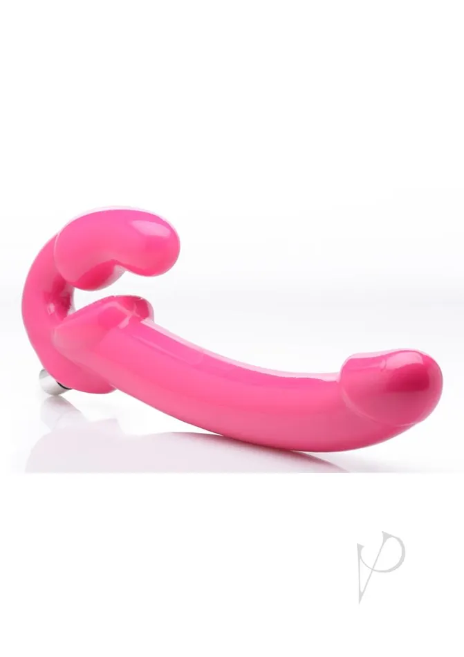 Female Sex Toys Strap U Strap U 7X Revolver Slim Vibrating Strapless StrapOn Dildo Pink
