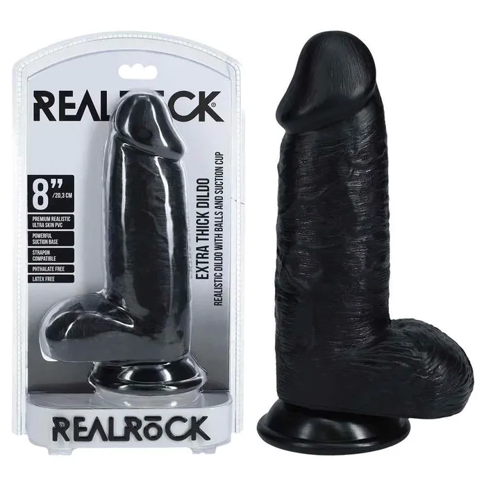 Female Sex Toys Wild Night Fantasies REALROCK 8 Inch Extra Thick Dildo with Balls