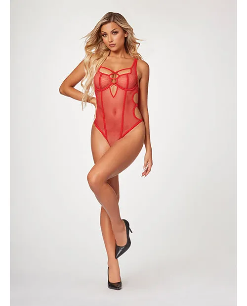 Fishnet Strappy High Cut Leg Teddy Red SM Seven Til Midnight Vibrators Fishnet Strappy High Cut Leg Teddy Red SM Seven Til Midnight Vibrators