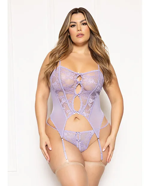 Floral Lace and Mesh Cami wAttached Garters Thong Lavender QN Seven Til Midnight Teddies And Bodies Floral Lace and Mesh Cami wAttached Garters Thong Lavender QN Seven Til Midnight Teddies And Bodies