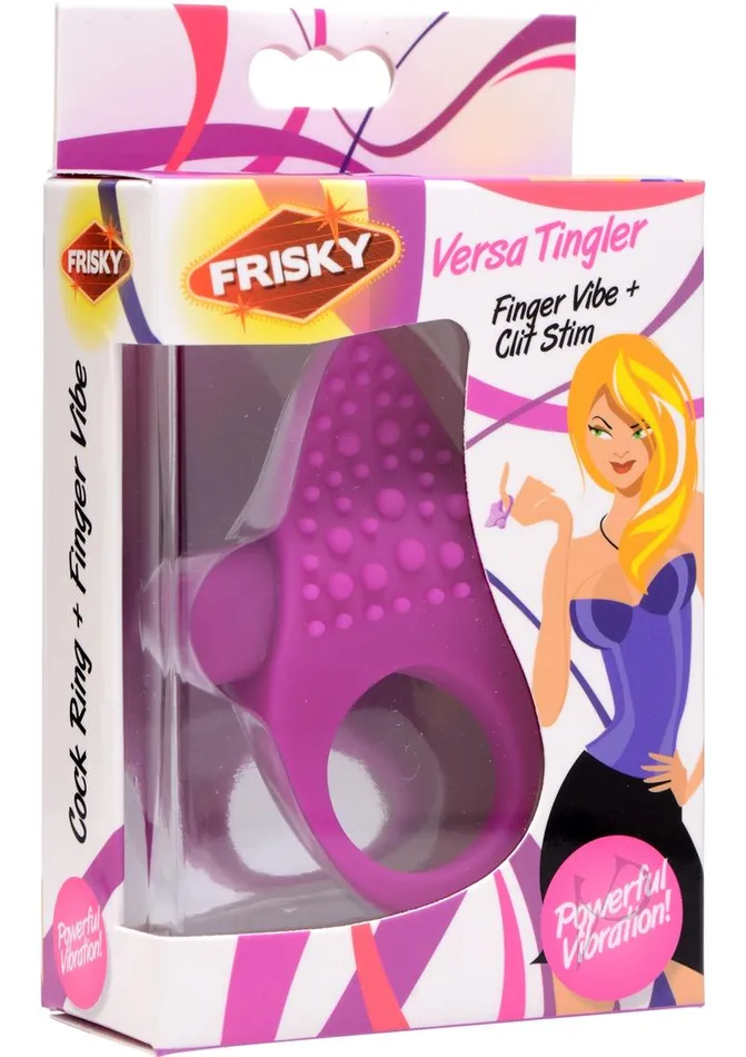 Frisky Vibrators Frisky Versa Tingler Finger Vibrator and Clit Stimulating Cock Ring Purple