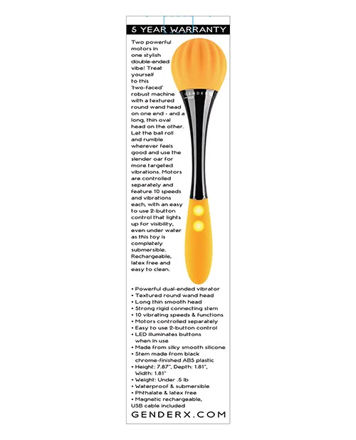 Gender X Gender X Sunflower Silicone Rechargeable Dual End Vibrator YellowBlack Female Sex Toys