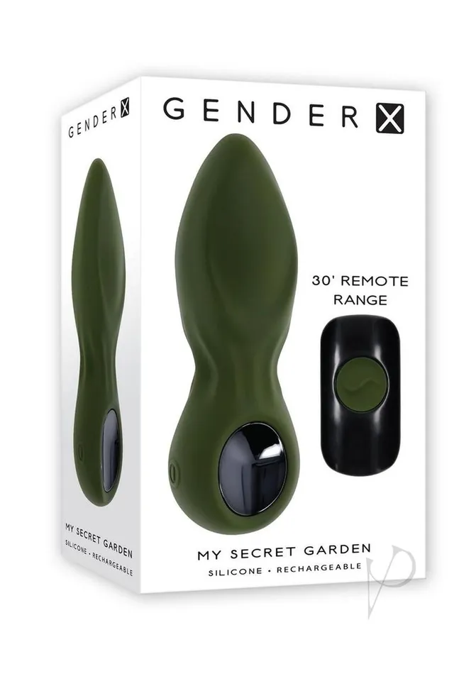 Gender X Male Sex Toys Gender X My Secret Garden Rechargeable Silicone Anal Plug with Remote Control Green Gender X Male Sex Toys Gender X My Secret Garden Rechargeable Silicone Anal Plug with Remote Control Green