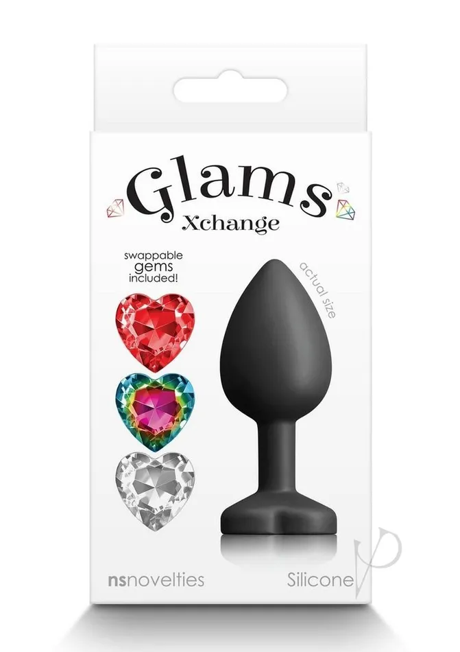 Glams Glams Xchange Heart Silicone Anal Plug Small Black Anal