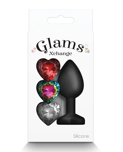 Glams Glams Xchange Heart Silicone Anal Plug Small Black Anal Glams Glams Xchange Heart Silicone Anal Plug Small Black Anal