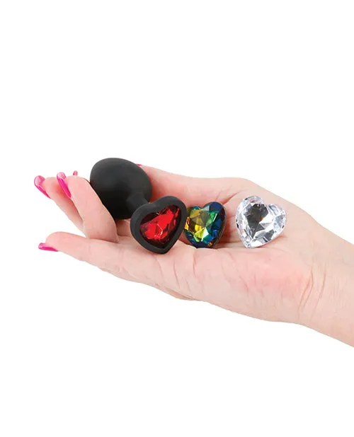 Glams Glams Xchange Heart Silicone Anal Plug Small Black Anal Glams Glams Xchange Heart Silicone Anal Plug Small Black Anal