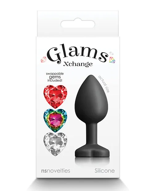 Glams Glams Xchange Heart Silicone Anal Plug Small Black Anal Glams Glams Xchange Heart Silicone Anal Plug Small Black Anal