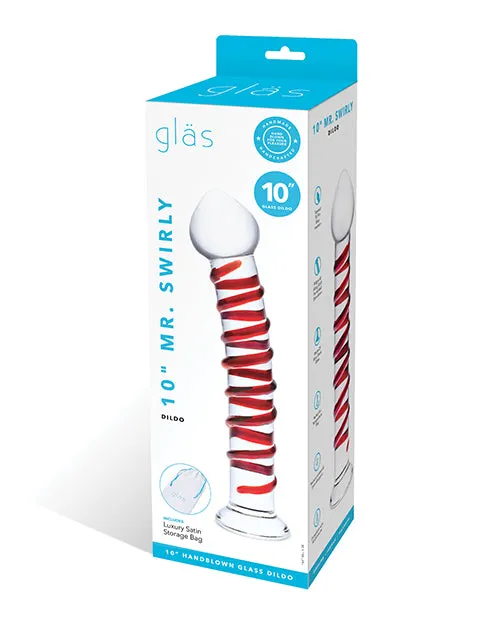 Glas Dildos Glas Mr Swirly Glass Dildo 10in ClearRed Glas Dildos Glas Mr Swirly Glass Dildo 10in ClearRed
