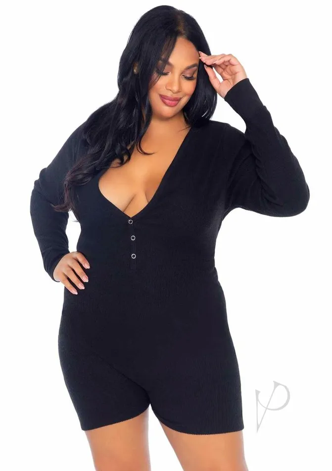 Leg Avenue Leg Avenue Brushed Rib Romper Long Johns with Cheeky Snap Closure Back Flap 3X4X Black Anal Leg Avenue Leg Avenue Brushed Rib Romper Long Johns with Cheeky Snap Closure Back Flap 3X4X Black Anal