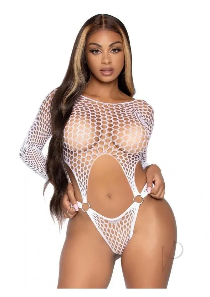 Leg Avenue Long Sleeve Pothole Suspender Top Bodysuit with Thong Back and ORing Detail OS White Leg Avenue Male Sex Toys Leg Avenue Long Sleeve Pothole Suspender Top Bodysuit with Thong Back and ORing Detail OS White Leg Avenue Male Sex Toys