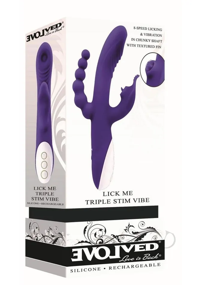 Lick Me Triple Stim Rechargeable Silicone Vibrator Purple Evolved Vibrators Lick Me Triple Stim Rechargeable Silicone Vibrator Purple Evolved Vibrators