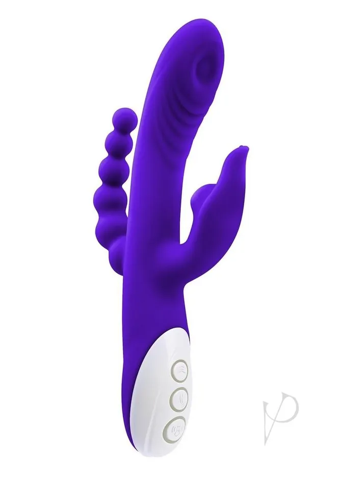 Lick Me Triple Stim Rechargeable Silicone Vibrator Purple Evolved Vibrators