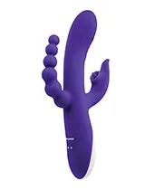 Lick Me Triple Stim Rechargeable Silicone Vibrator Purple Evolved Vibrators