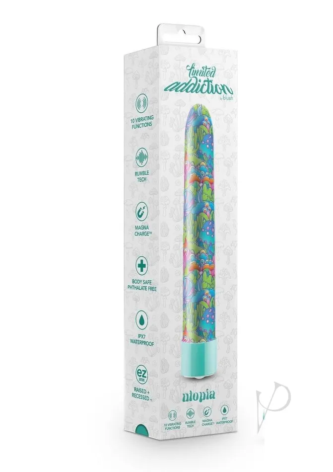 Limited Addiction Utopia Rechargeable Slimline Vibrator Aqua Limited Addiction Vibrators Limited Addiction Utopia Rechargeable Slimline Vibrator Aqua Limited Addiction Vibrators