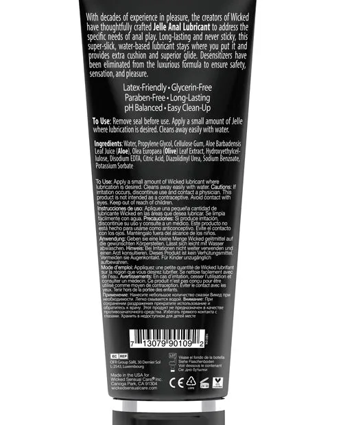 Lubricants Wicked Jelle Wicked Jelle Water Based Anal Lubricant 8oz