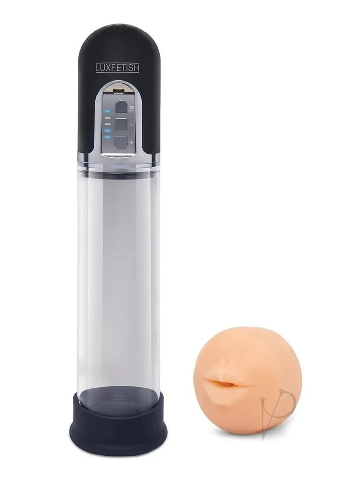 Lux Fetish 2 in 1 Blowjob Auto Sucker and Penis Englarger Pump Black Lux Fetish Male Sex Toys