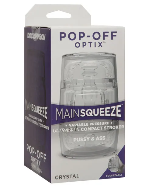 Main Squeeze Pop Off Ultraskyn Compact Masturbator Pussy and Butt Clear Main Squeeze Male Sex Toys