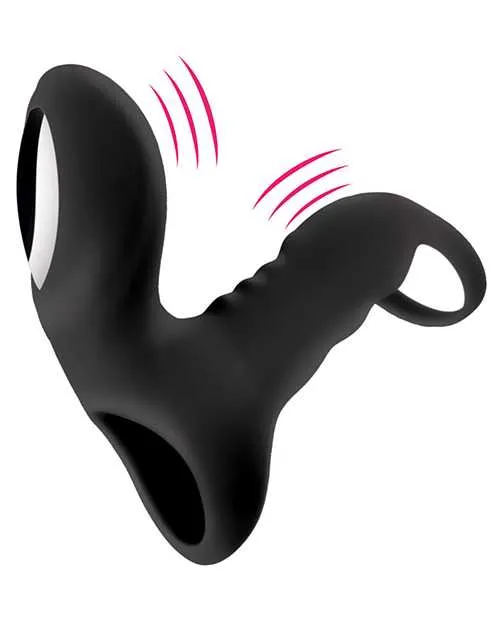 Male Sex Toys Bliss Shaft Rider Vibrating Cock Ring Sleeve Black Bliss